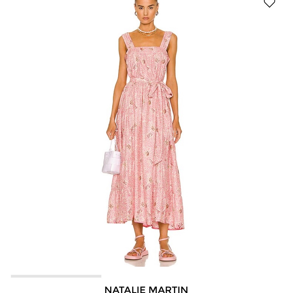 Natalie Martin Pink Tiered Midi Sundress